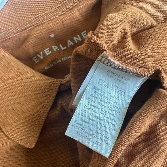 Everlane Organic Cotton Pique Short Sleeve Polo Shirt Casual Burnt Orange XS - Picture 5 of 7